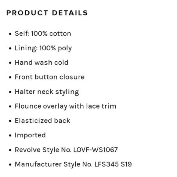 Lovers & Friends NWT Size Medium, Off-White Floral Crop Top, 100% Cotton - Picture 9 of 9